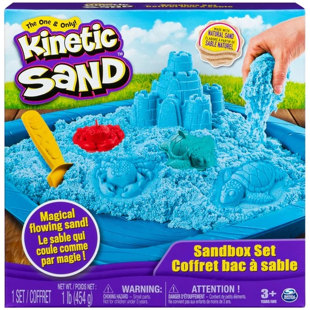 Kinetic Sand - Sandbox Set w Blue Sand, 3 molds