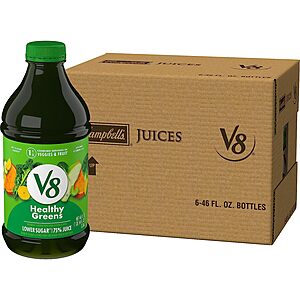 6 Pack 46oz V8 Blends Healthy Greens Fruit and Vegetable Juice Blend