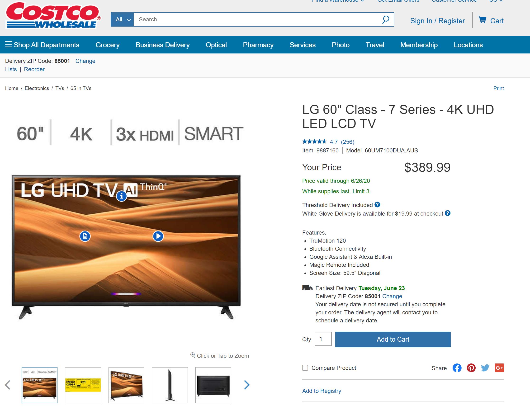 LG 60" Class 7 series at costco $389