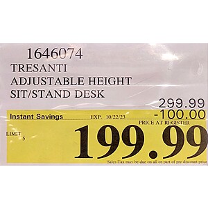 Costco Members 47 Tresanti Geller Adjustable Height Desk
