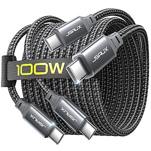 JSAUX USB C to USB C Cable [2-Pack 6.6FT] $7.63 @ Amazon