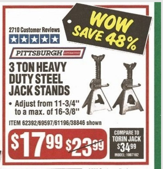 Hyper Tough Jack Stand 2 Ton Capacity 9 97 Free Store Pickup