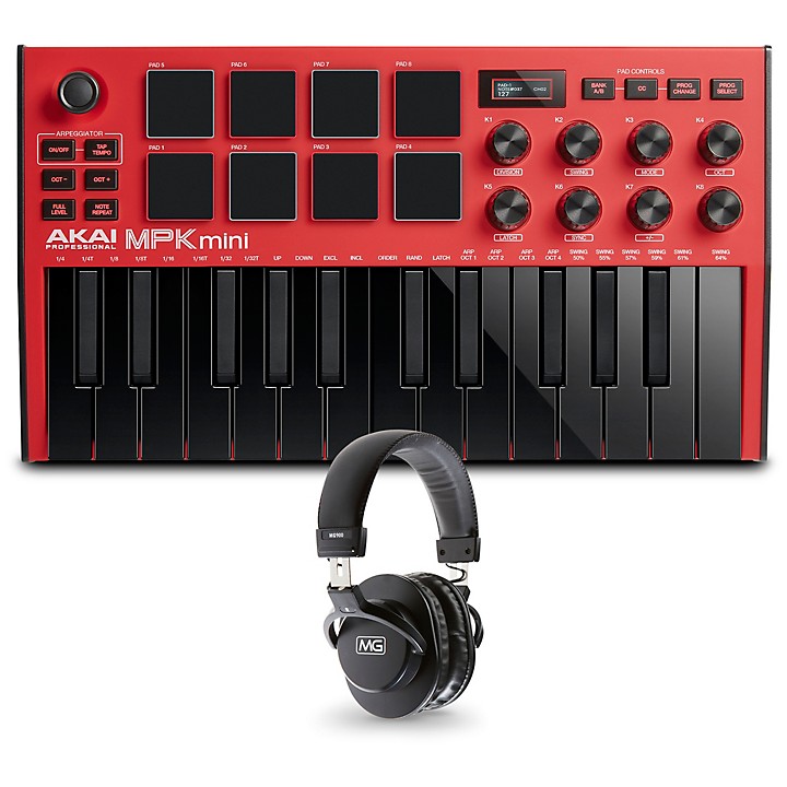 Akai Professional MPK Mini MK3 Keyboard Controller (Red/Black) + Musician's Gear MG900 Studio Headphones $99.99 + Free Shipping via Guitar Center