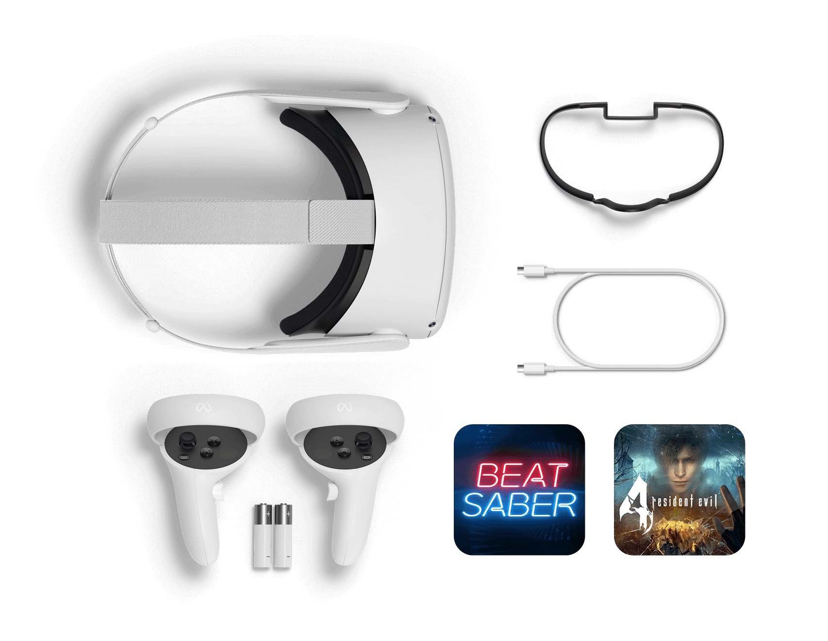Meta Quest 2 Advanced VR Headset + RE4 & Beat Saber Game