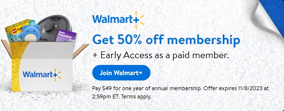50% Off 1-Year Walmart+ Annual Membership for $49 via Walmart (Valid thru 11/8)