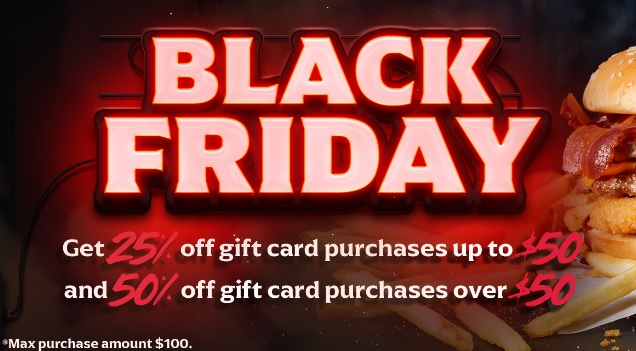 Carl's Jr. Black Friday Offer (Physical Gift Cards): 50% Off $50+: $100 Carl's Jr. Gift Card for $50 + $1.50 USPS Shipping (Valid thru 11/27)