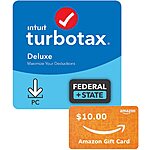 TurboTax 2021 Tax Software w/ $10 Amazon GC: Deluxe Federal+State $40, Federal $30 &amp; More (PC/Mac Download/Physical Disc)
