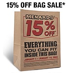 Menards In-Store Offer: Everything You Can Fit Inside A Menards Bag Sale 15% Off (Valid thru 1/14)
