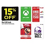 Dollar General In-Store Offer: Select Physical Gift Cards: Nintendo, Taco Bell 15% Off &amp; More