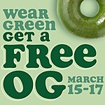 Krispy Kreme Doughnut: Wear Anything Green and Get Original Glazed Green Doughnut Free (No Purchase Req; Valid thru 3/17)