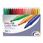 36-Count Pentel Arts Fine Point Color Pen Set (Assorted Colors) $12