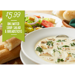 Olive Garden Printable Coupon: Unlimited Classic Lunch Combo $6 (Valid until 4PM)