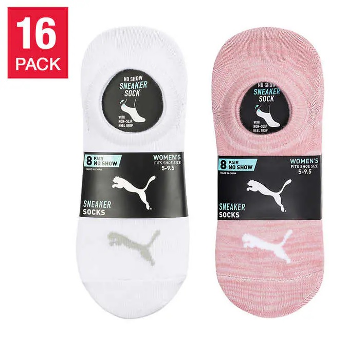 Costco Members: $10 Off 2+ Eligible Apparel Items: 20-Pairs Ladies' K Bell No Show Socks 2 for $29.98, 16-Pairs Ladies' PUMA Sneaker Socks 2 for $21.98 & More + Free S/H