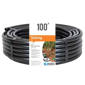100' DIG 1/2"x100' (0.700 O.D.) Poly Drip Tubing (Black) $9.88 + Free Shipping via Home Depot