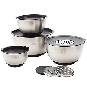 Costco Members: Set of 8 MIU 18/8 Stainless Steel Mixing Bowl w/ Lids + Grater Attachments $19.99 + Free Shipping via Costco Wholesale