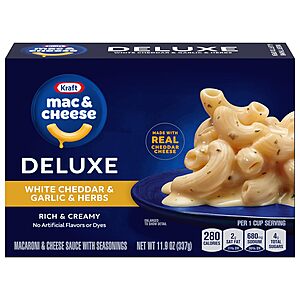 11.9oz. Kraft Deluxe Macaroni & Cheese (White Cheddar & Garlic & Herbs) $1.85 w/ Subscribe & Save