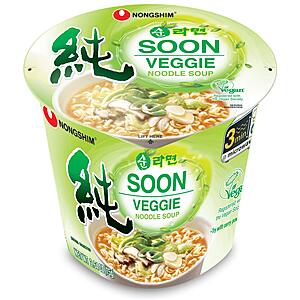 [S&S] $3.75*: 6-Pack 2.64-Oz Nongshim Soon Vegan Instant Ramen Noodle Soup Cups (Veggie) at Amazon