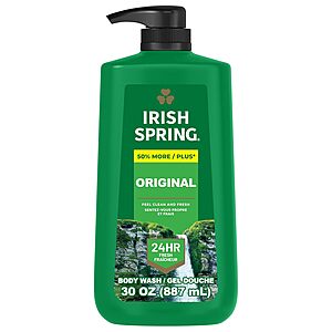 30-oz Irish Spring Men's Body Wash Pump Bottle (Original or 5-in-1 Scent) $4.65 w/ Subscribe & Save