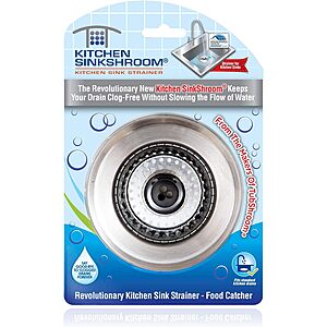 Kitchen SinkShroom Revolutionary Clog Free Sink Strainer (Chrome Gray) $5