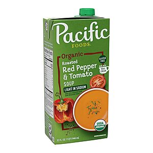 32oz.Pacific Foods Organic Roasted Red Pepper & Tomato Soup (Light in Sodium) alt=
