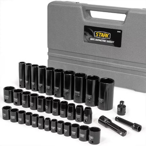 3/8 in. and 1/2 in. Drive Combination Shallow and Deep SAE and Metric Impact Socket Set with Carrying Case (38-Piece) $25