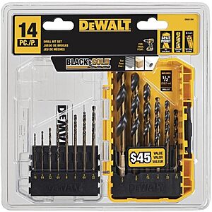 14-Piece DEWALT Black and Gold Drill Bit Set $9.98 + Free Shipping w/ Prime or $35+