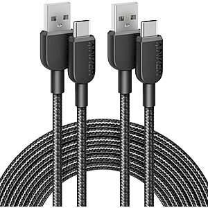 2-Pack 10' Anker USB-A to USB-C Cables (Black) 