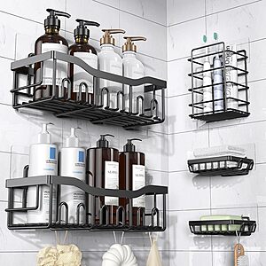 5-Piece Eudele Rustproof Stainless Steel Shower Caddy Organizers (Black) 
