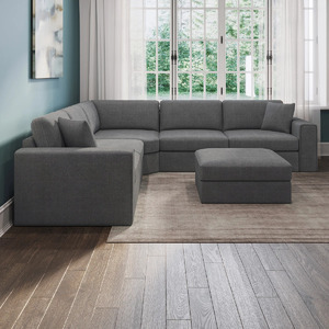 Thomasville Bryden Fabric Sectional w/ Storage Seats & Ottoman (Dark Grey) 00 + Free S/H