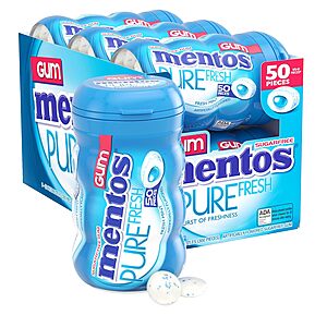 50-Ct Mentos Pure Fresh Sugar-Free Xylitol Gum (Fresh Mint): 4-Pk .40 or 6-Pk .60 w/ Subscribe & Save