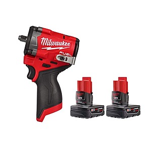 M12 FUEL 12V Lithium-Ion Brushless Cordless Stubby 3/8 in. Impact Wrench with 3.0 Ah Battery Pack (2-Pack) $169