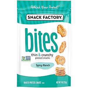 9oz. Snack Factory Thin/Crunchy Baked Pretzel Snack Bites (Spicy Ranch) alt=