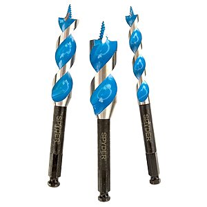 3-Piece Spyder Stinger 6.5" Woodboring Auger Drill Bit Set $10 + Free Store Pickup
