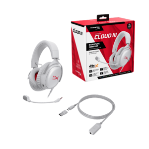 HyperX Cloud III Wired Gaming Headset w/ Detachable Microphone (Gray/Red)  + Free S/H