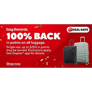 Staples In-Stores Offer: All Luggage or Passport Photos Purchase & Earn 100% Back in Points (Valid thru 10/18)