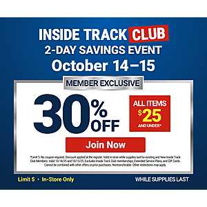 Harbor Freight Stores: Inside Track Members Event: All Items $25 And Under 30% Off (Limit 5/Valid thru 10/15)