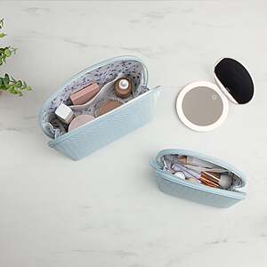 GloTech 2-pack Faux Leather Cosmetic Bags with Rechargeable Compact Mirror-$10.  Reg $20.  F/S from Costco.