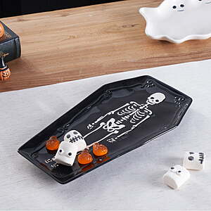 Way to Celebrate Halloween Ceramic Themed Treat Tray (Coffin or Ghost) alt=