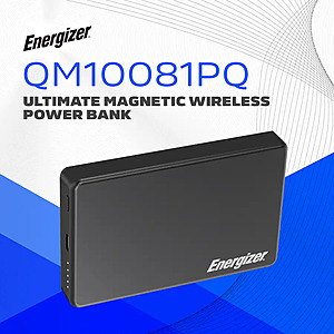 Energizer 10,000mAh 20W PD Magnetic Wireless MagSafe Portable PowerBank (Black)  + Free S/H