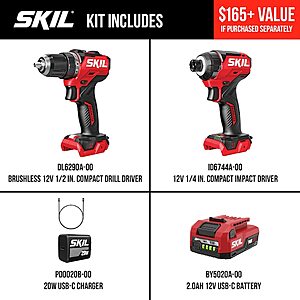 SKIL 12V brushless 2 tool (drill & driver) + 1 free tool for $69