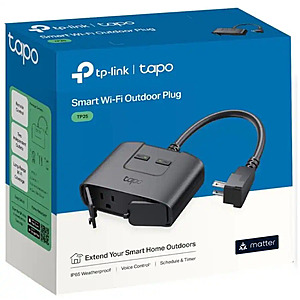 TP-Link Tapo Smart WiFi Outdoor Dual AC Outlet Plug (Black) $16 + Free S/H
