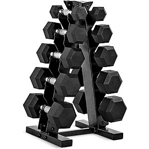 150-Lb CAP Barbell Rubber Coated Hex Dumbbell Weight Set w/ Vertical Rack (Chrome Handles) $111.99 + Free Shipping