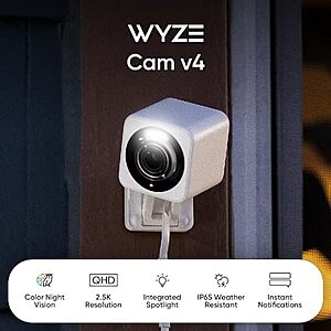 Wyze Cam v4 Indoor/Outdoor Security Camera w/ Integrated Spotlight (3 colors) $20 