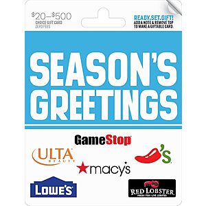 $50 Choice Multi-Brand: Seasons Greetings Gift Card (various merchants) $42.50 & Many More
