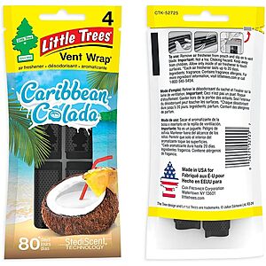 4-Pack Little Trees Car Vent Wrap Air Freshener (Caribbean Colada) $3.50 