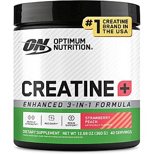 12.69oz. Optimum Nutrition Creatine Plus Supplement Powder (Strawberry Peach) 2 for $19.80 w/ Subscribe & Save