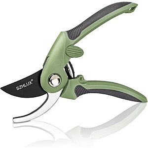SZHLUX Bypass Pruning Shears w/ SK5 Carbon Steel Blades (5/8" Cut Capacity) $4.75 
