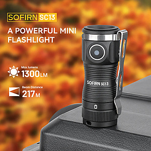 New AliExpress Members: Sofirn SC13 1300L 6000K Mini Tactical Flashlight $5.20 + Free S/H