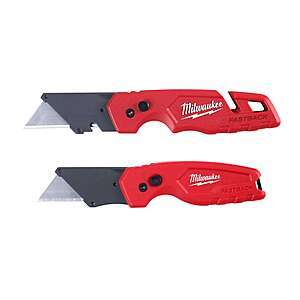 Milwaukee Fastback 6.87 in. Press and Flip Folding Utility Knife Set Red 2 pk, $15.99, free pickup/ship to store, Ace Hardware