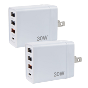 2-Pack Verbatim 4-Port Up to 30W USB-C PD Wall Chargers (White) $10 + Free S/H